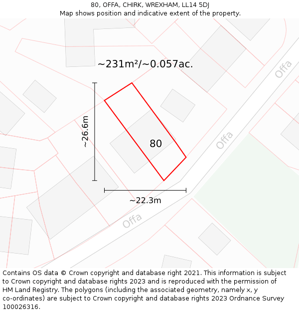 80, OFFA, CHIRK, WREXHAM, LL14 5DJ: Plot and title map