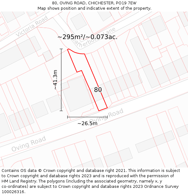 80, OVING ROAD, CHICHESTER, PO19 7EW: Plot and title map