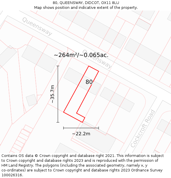 80, QUEENSWAY, DIDCOT, OX11 8LU: Plot and title map
