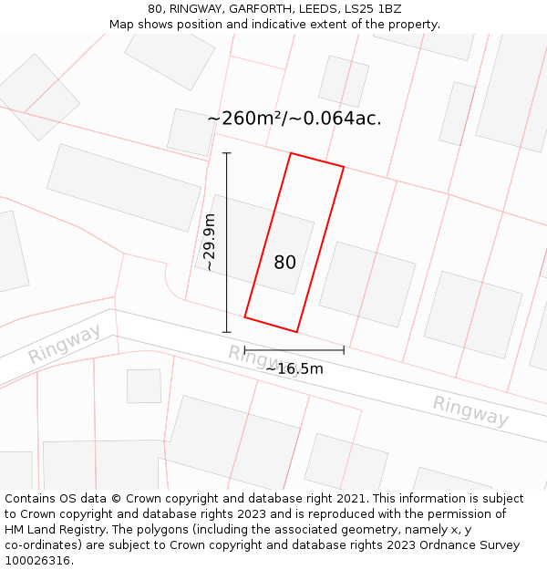 80, RINGWAY, GARFORTH, LEEDS, LS25 1BZ: Plot and title map