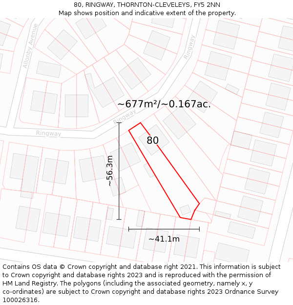 80, RINGWAY, THORNTON-CLEVELEYS, FY5 2NN: Plot and title map