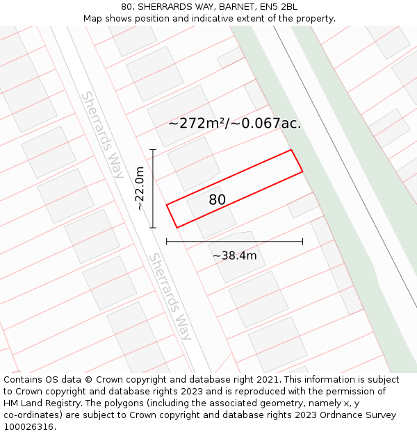 80, SHERRARDS WAY, BARNET, EN5 2BL: Plot and title map