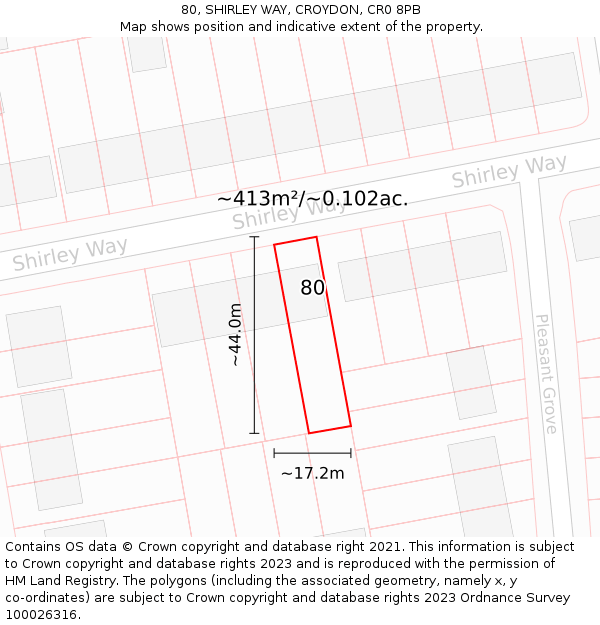 80, SHIRLEY WAY, CROYDON, CR0 8PB: Plot and title map