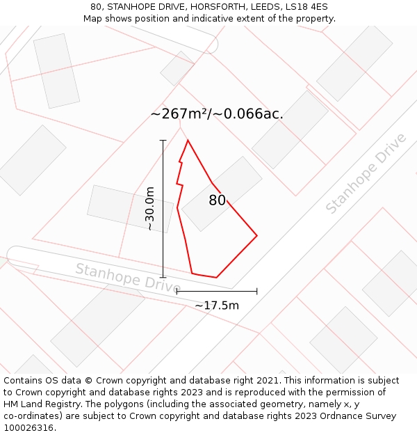 80, STANHOPE DRIVE, HORSFORTH, LEEDS, LS18 4ES: Plot and title map