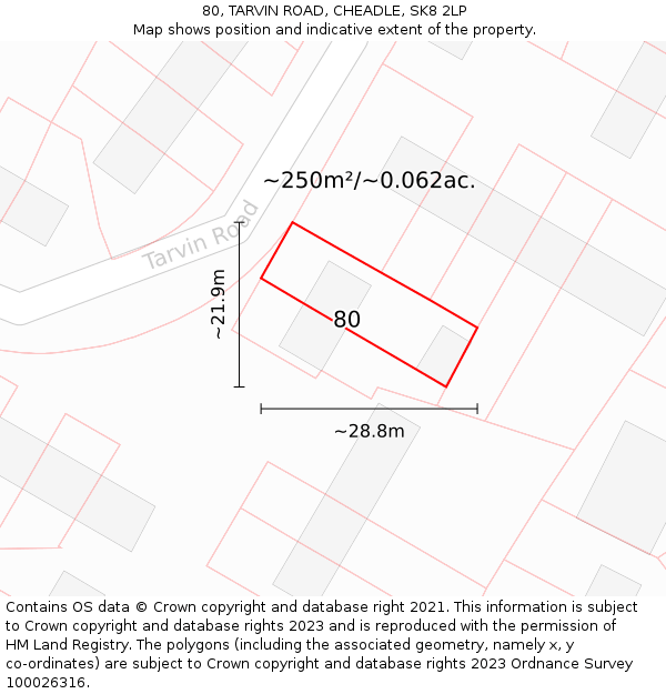 80, TARVIN ROAD, CHEADLE, SK8 2LP: Plot and title map
