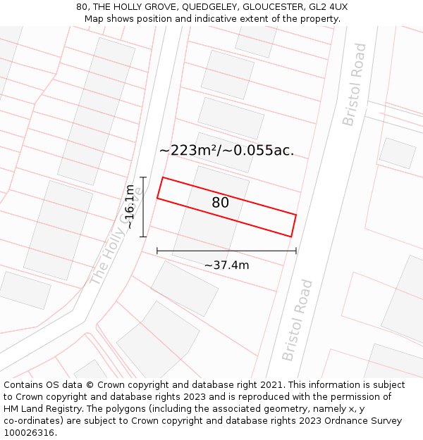 80, THE HOLLY GROVE, QUEDGELEY, GLOUCESTER, GL2 4UX: Plot and title map