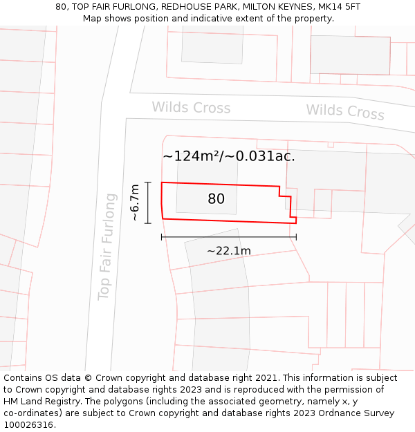 80, TOP FAIR FURLONG, REDHOUSE PARK, MILTON KEYNES, MK14 5FT: Plot and title map