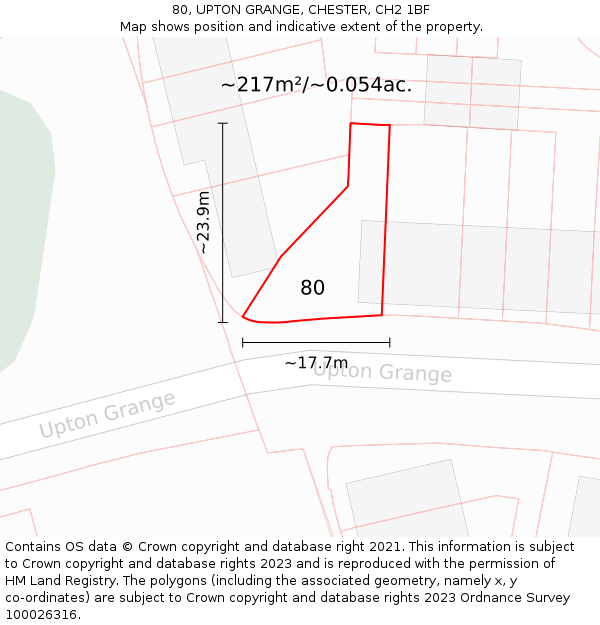 80, UPTON GRANGE, CHESTER, CH2 1BF: Plot and title map