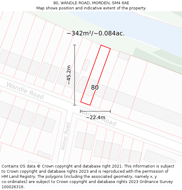 80, WANDLE ROAD, MORDEN, SM4 6AE: Plot and title map