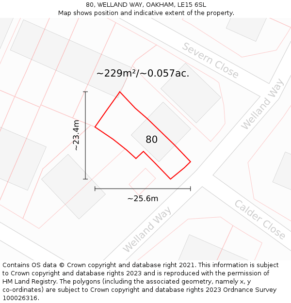 80, WELLAND WAY, OAKHAM, LE15 6SL: Plot and title map