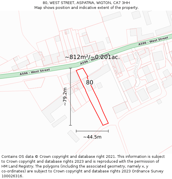 80, WEST STREET, ASPATRIA, WIGTON, CA7 3HH: Plot and title map