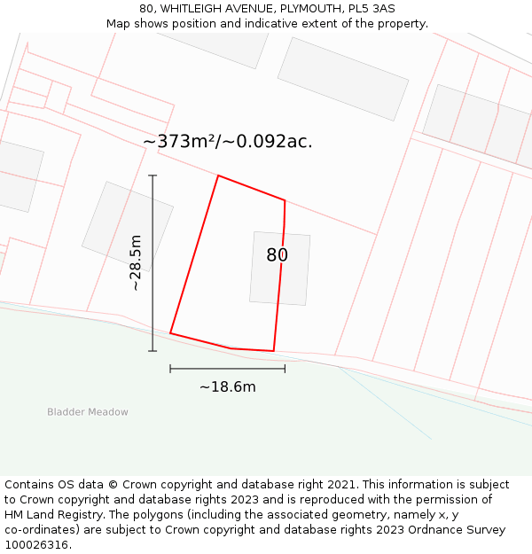 80, WHITLEIGH AVENUE, PLYMOUTH, PL5 3AS: Plot and title map