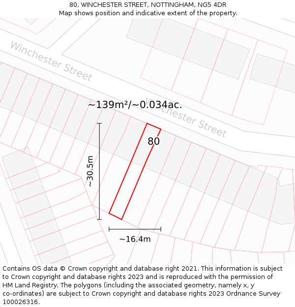 80, WINCHESTER STREET, NOTTINGHAM, NG5 4DR: Plot and title map