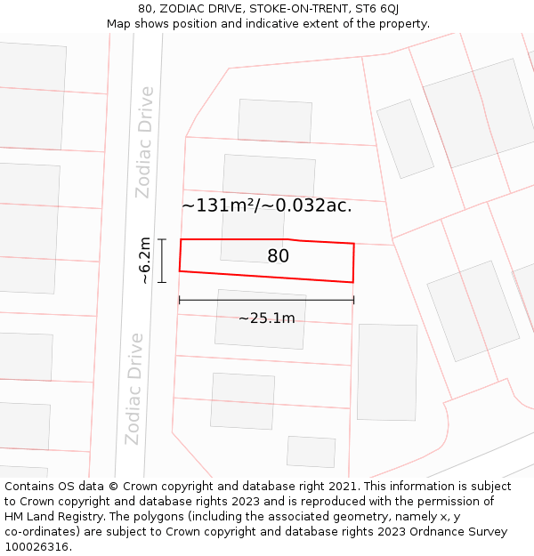80, ZODIAC DRIVE, STOKE-ON-TRENT, ST6 6QJ: Plot and title map