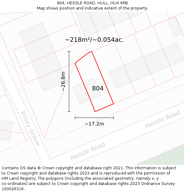 804, HESSLE ROAD, HULL, HU4 6RB: Plot and title map