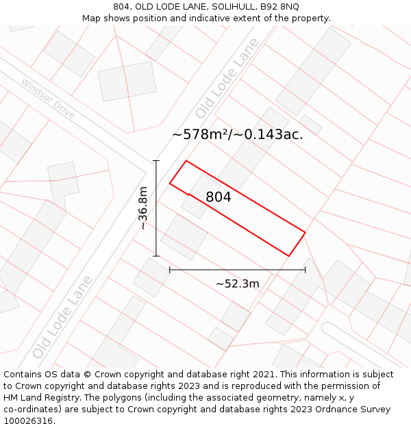 804, OLD LODE LANE, SOLIHULL, B92 8NQ: Plot and title map