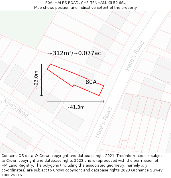 80A, HALES ROAD, CHELTENHAM, GL52 6SU: Plot and title map