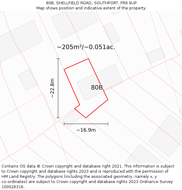 80B, SHELLFIELD ROAD, SOUTHPORT, PR9 9UP: Plot and title map