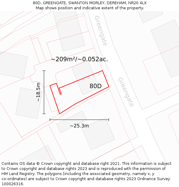 80D, GREENGATE, SWANTON MORLEY, DEREHAM, NR20 4LX: Plot and title map