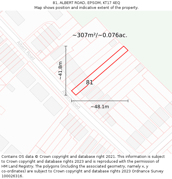 81, ALBERT ROAD, EPSOM, KT17 4EQ: Plot and title map