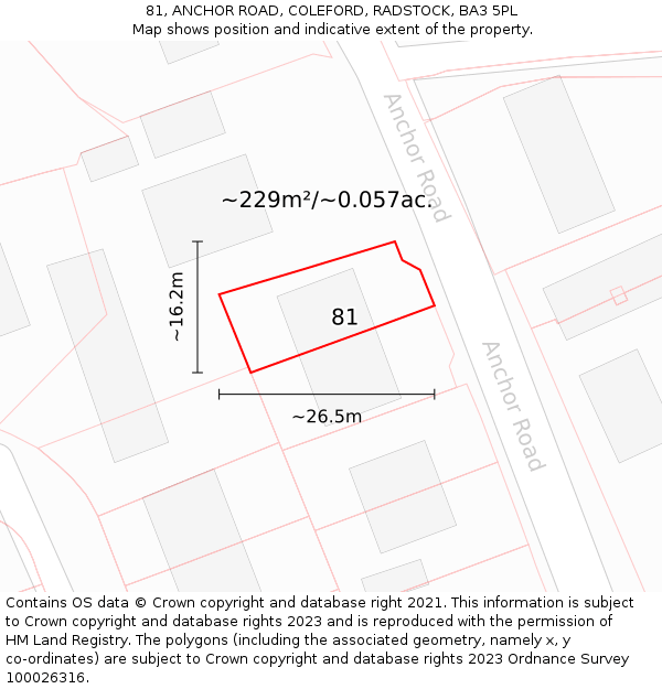 81, ANCHOR ROAD, COLEFORD, RADSTOCK, BA3 5PL: Plot and title map
