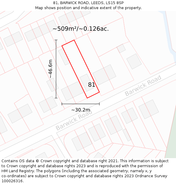 81, BARWICK ROAD, LEEDS, LS15 8SP: Plot and title map