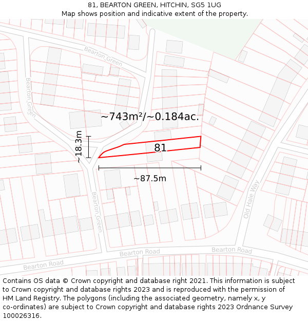 81, BEARTON GREEN, HITCHIN, SG5 1UG: Plot and title map