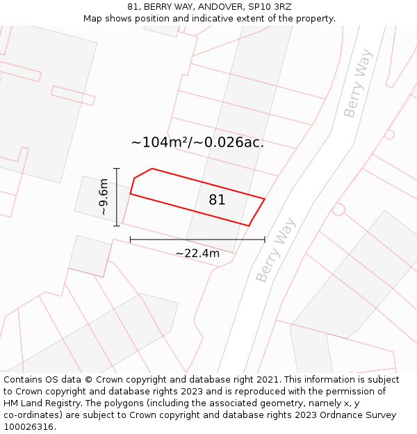 81, BERRY WAY, ANDOVER, SP10 3RZ: Plot and title map
