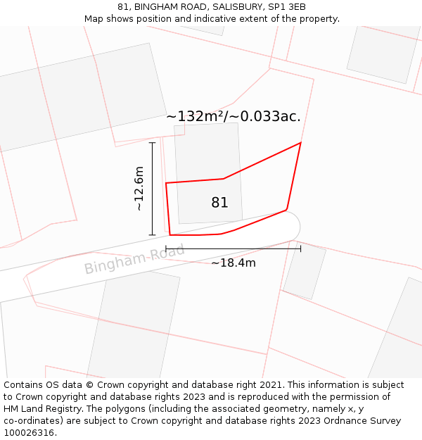 81, BINGHAM ROAD, SALISBURY, SP1 3EB: Plot and title map