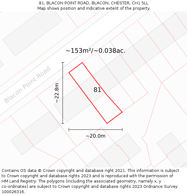 81, BLACON POINT ROAD, BLACON, CHESTER, CH1 5LL: Plot and title map