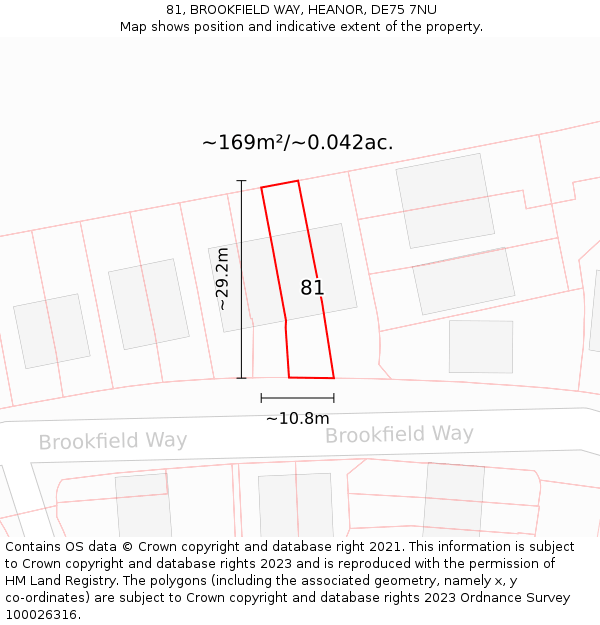 81, BROOKFIELD WAY, HEANOR, DE75 7NU: Plot and title map