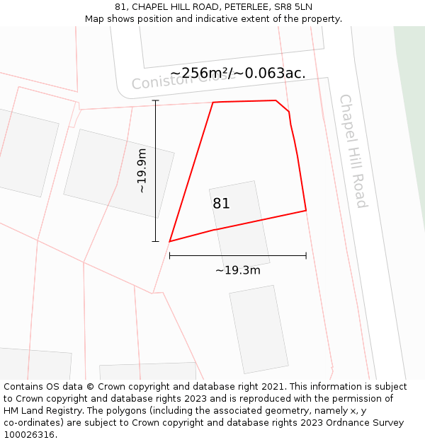 81, CHAPEL HILL ROAD, PETERLEE, SR8 5LN: Plot and title map