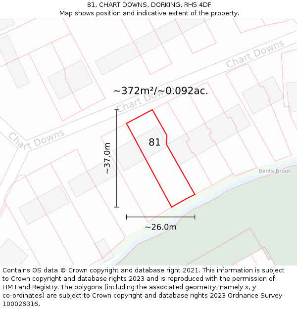 81, CHART DOWNS, DORKING, RH5 4DF: Plot and title map