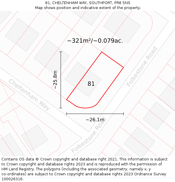81, CHELTENHAM WAY, SOUTHPORT, PR8 5NS: Plot and title map