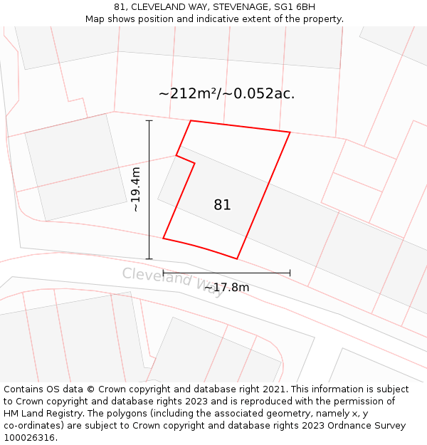 81, CLEVELAND WAY, STEVENAGE, SG1 6BH: Plot and title map