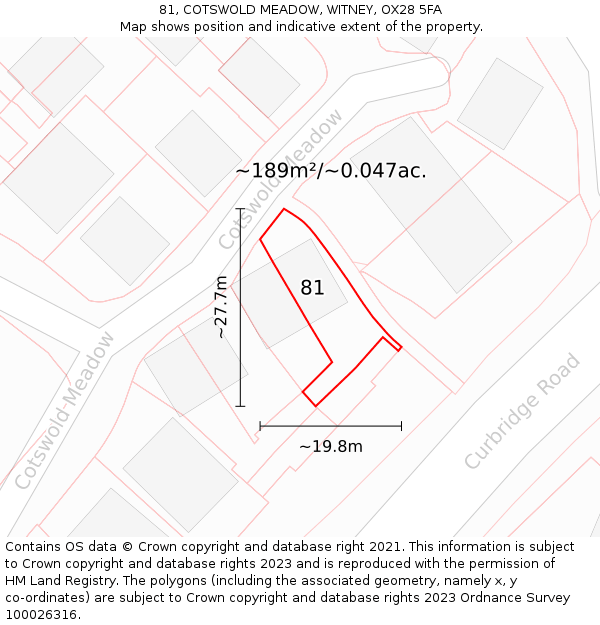 81, COTSWOLD MEADOW, WITNEY, OX28 5FA: Plot and title map