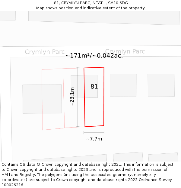 81, CRYMLYN PARC, NEATH, SA10 6DG: Plot and title map