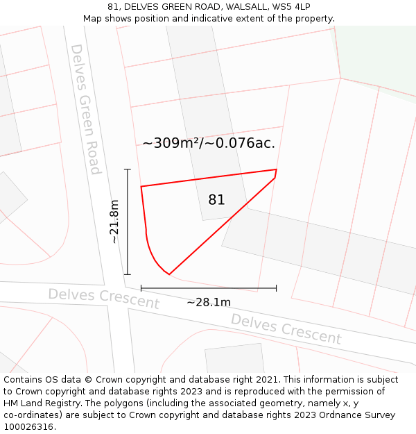 81, DELVES GREEN ROAD, WALSALL, WS5 4LP: Plot and title map