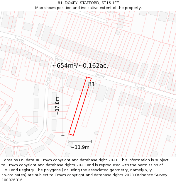 81, DOXEY, STAFFORD, ST16 1EE: Plot and title map
