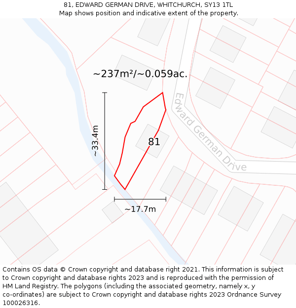 81, EDWARD GERMAN DRIVE, WHITCHURCH, SY13 1TL: Plot and title map