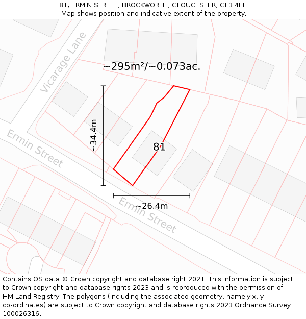 81, ERMIN STREET, BROCKWORTH, GLOUCESTER, GL3 4EH: Plot and title map