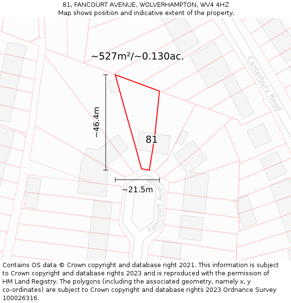 81, FANCOURT AVENUE, WOLVERHAMPTON, WV4 4HZ: Plot and title map