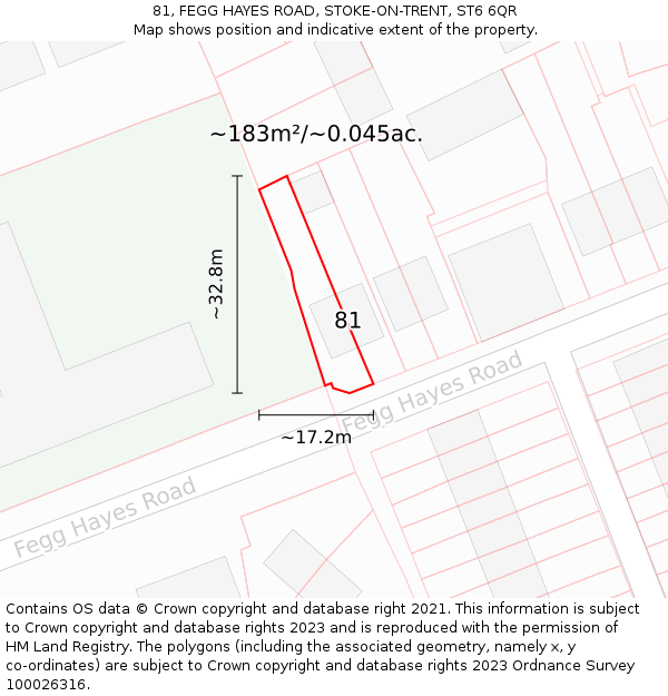81, FEGG HAYES ROAD, STOKE-ON-TRENT, ST6 6QR: Plot and title map