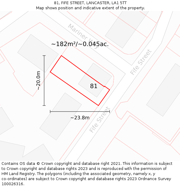 81, FIFE STREET, LANCASTER, LA1 5TT: Plot and title map