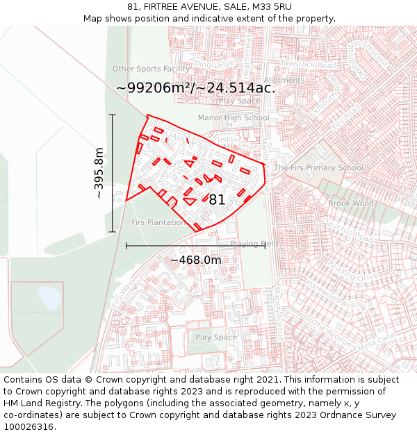 81, FIRTREE AVENUE, SALE, M33 5RU: Plot and title map