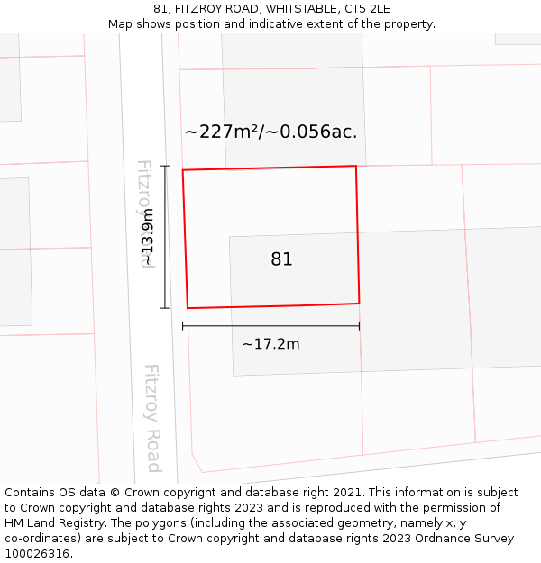 81, FITZROY ROAD, WHITSTABLE, CT5 2LE: Plot and title map