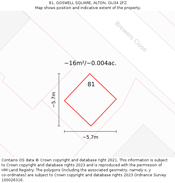 81, GOSWELL SQUARE, ALTON, GU34 2FZ: Plot and title map