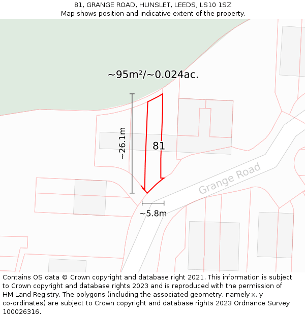 81, GRANGE ROAD, HUNSLET, LEEDS, LS10 1SZ: Plot and title map