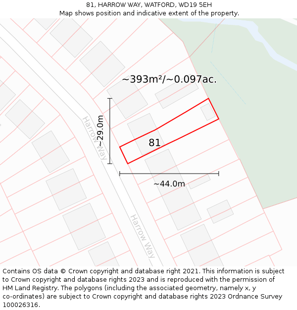 81, HARROW WAY, WATFORD, WD19 5EH: Plot and title map