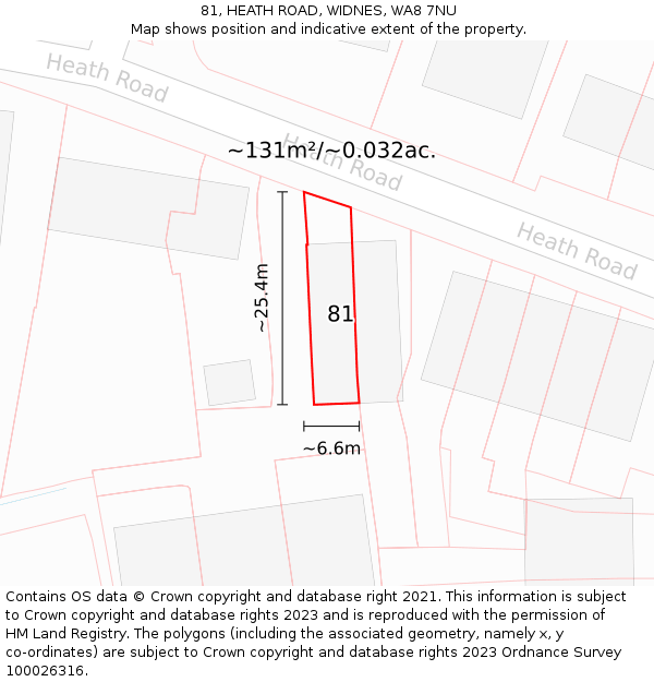 81, HEATH ROAD, WIDNES, WA8 7NU: Plot and title map
